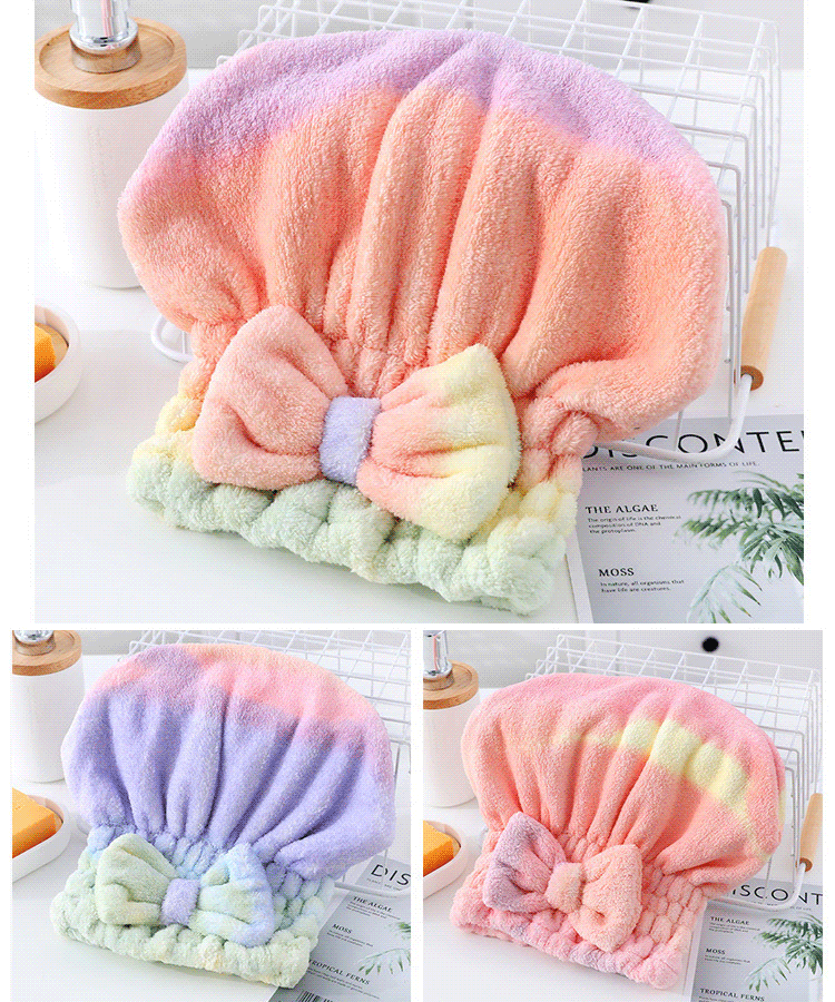 Bow Gradient Rainbow Dry Hair Cap