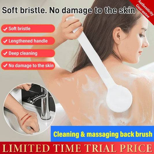 Long-handled soft bristle bath brush