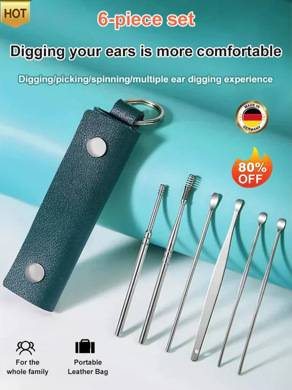 Portable screw earpick 6-piece set