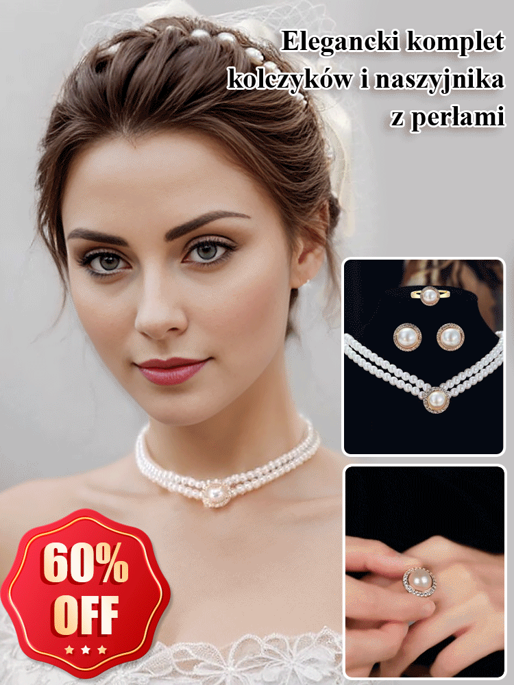 Elegancki komplet kolczyków i naszyjnika z perłami