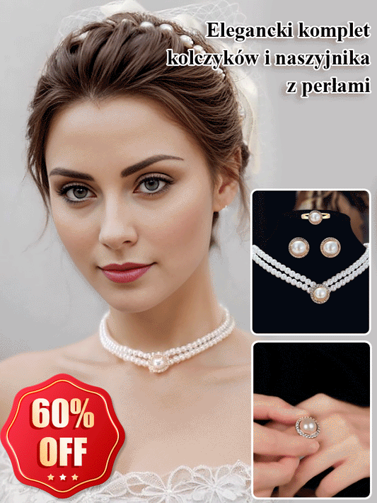 Elegancki komplet kolczyków i naszyjnika z perłami