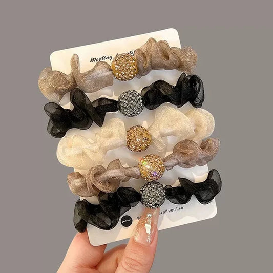 Rhinestone Mesh Hair Ties