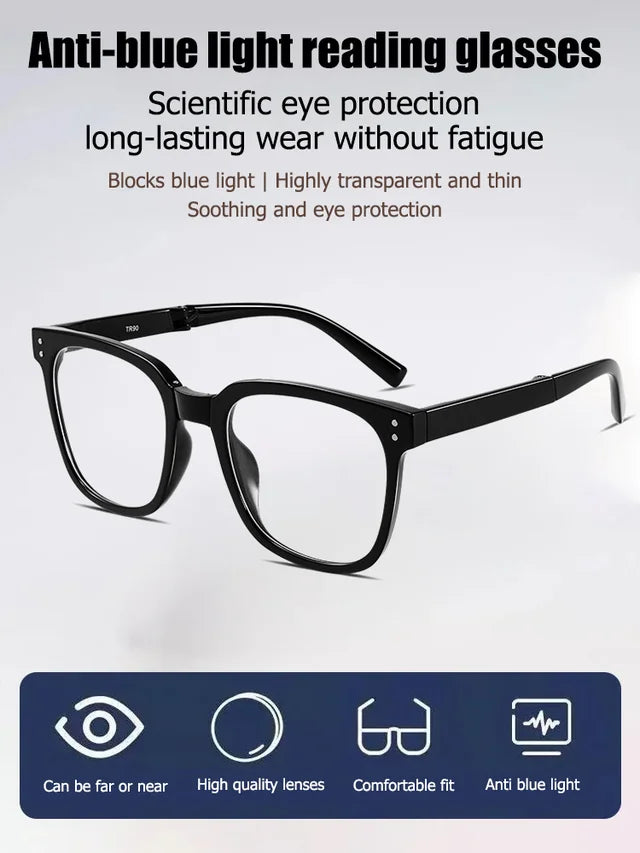 Folding anti-blue light reading glasses
