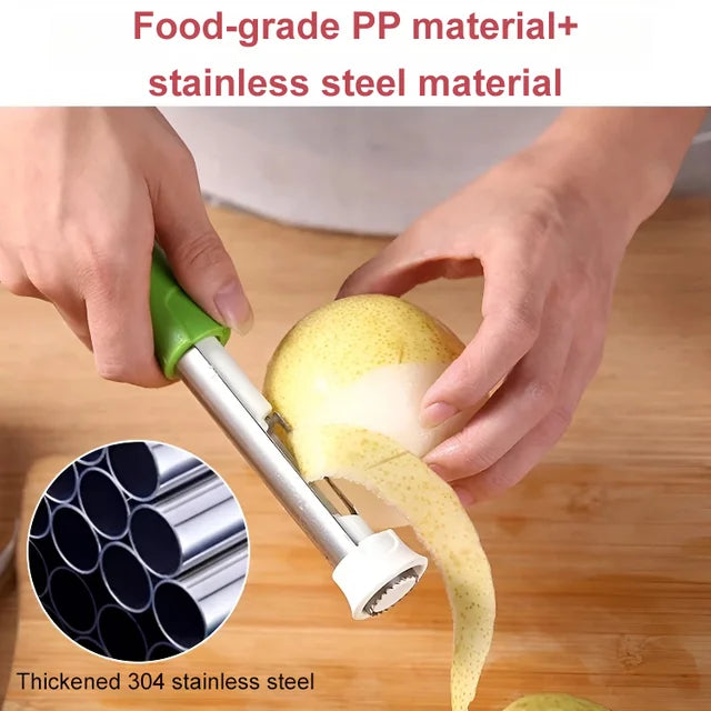 Dual purpose stainless steel peeler and corer