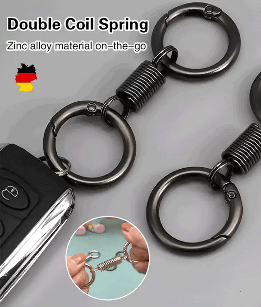 Spring double circle keychain