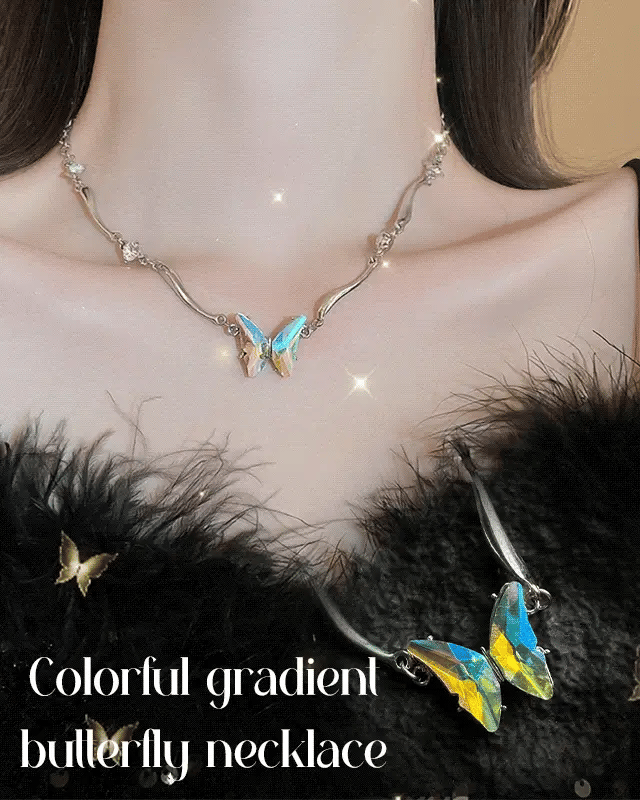 Colorful Gradient Butterfly Necklace