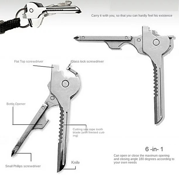 6 In 1 Multifunction Key Tool Bottle Opener Screwdriver Key Keychain Tool