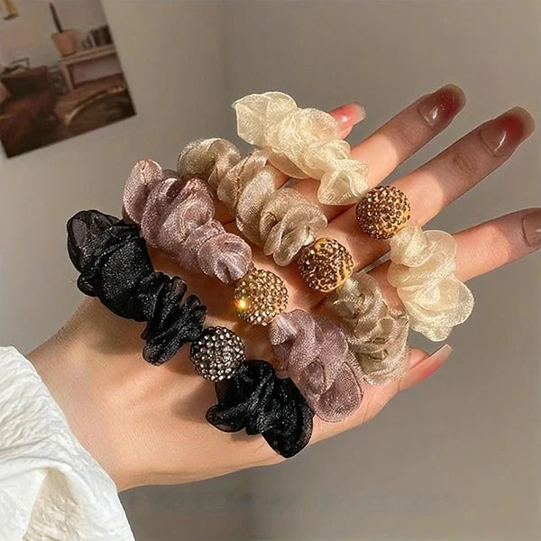 Rhinestone Mesh Hair Ties