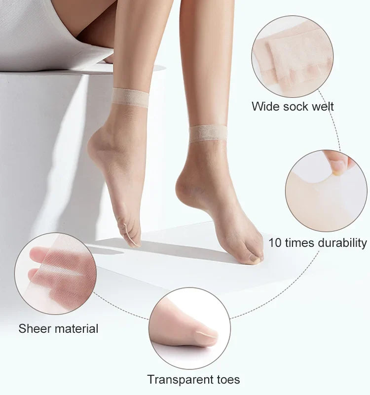 3 Pairs Women’s sheer crystal silk socks