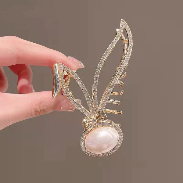 RABBIT BOW PEARL HAIRCLIP
