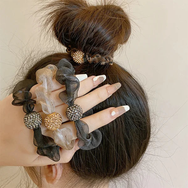 Rhinestone Mesh Hair Ties