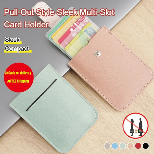 🔥Festival Promotion✨Pull-Out Stvle Sleek Multi-Slot Card Holder
