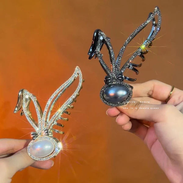 RABBIT BOW PEARL HAIRCLIP
