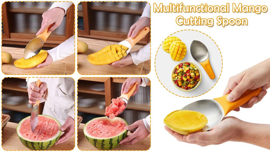 Multifunctional mango cutting spoon