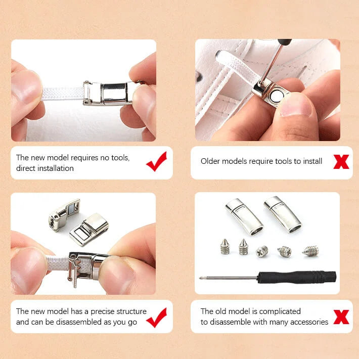💖Elastic Shoelaces Magnetic Fashion Convenience Metal locking Lazy Laces💖