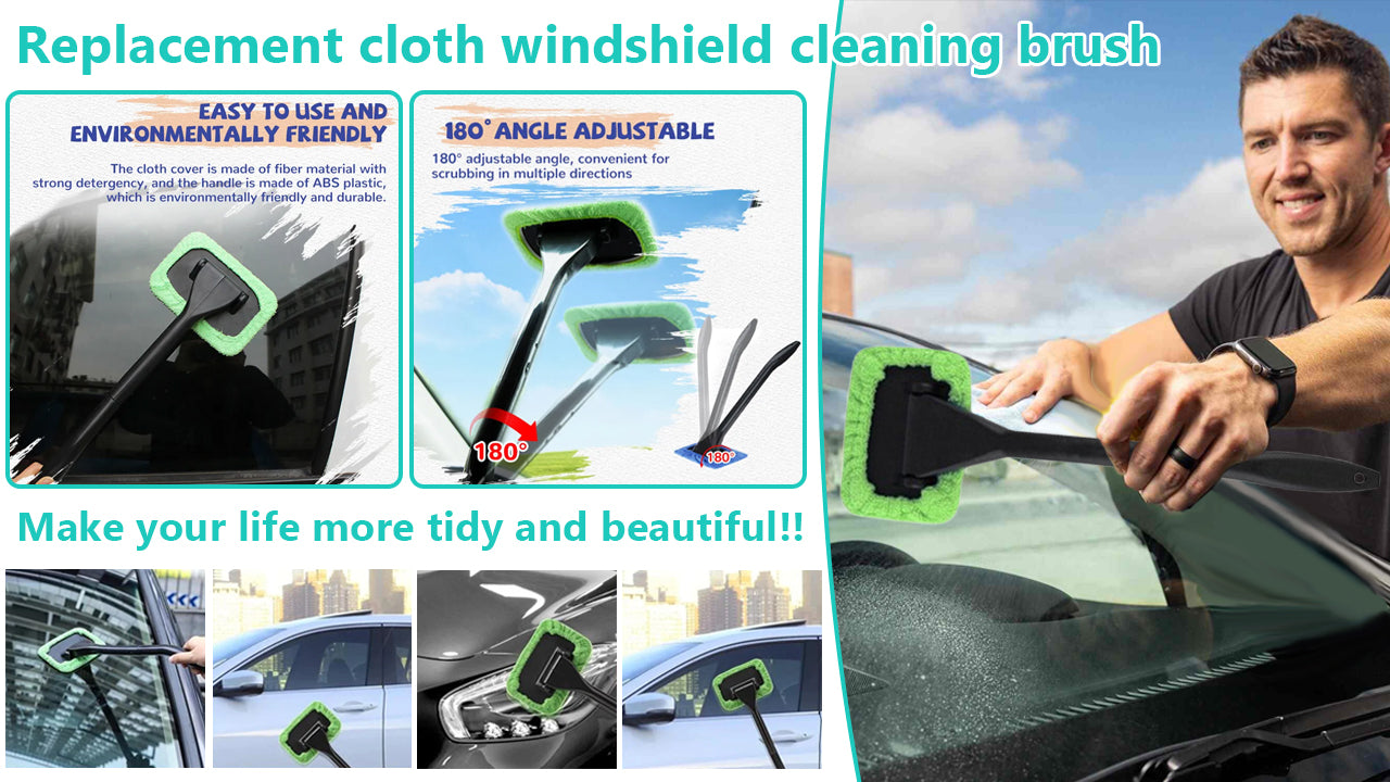 Replacement cloth windshield cleaning brush